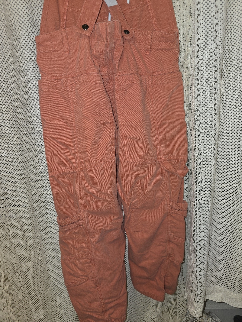 Free People Rayna Carpenter Overalls Burnt Orange Coveralls Denim Jumper, Medium - Picture 9 of 15